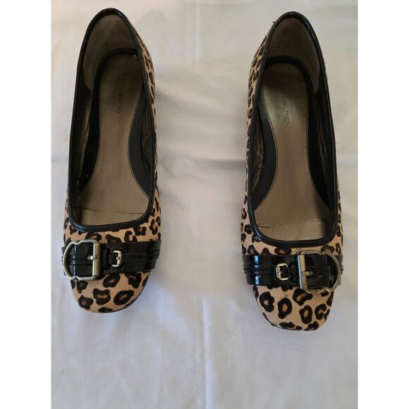 Bandolino Leopard Print Flats Buckle Accent Faux Black Patent Leather Size 10 M - Picture 2 of 13